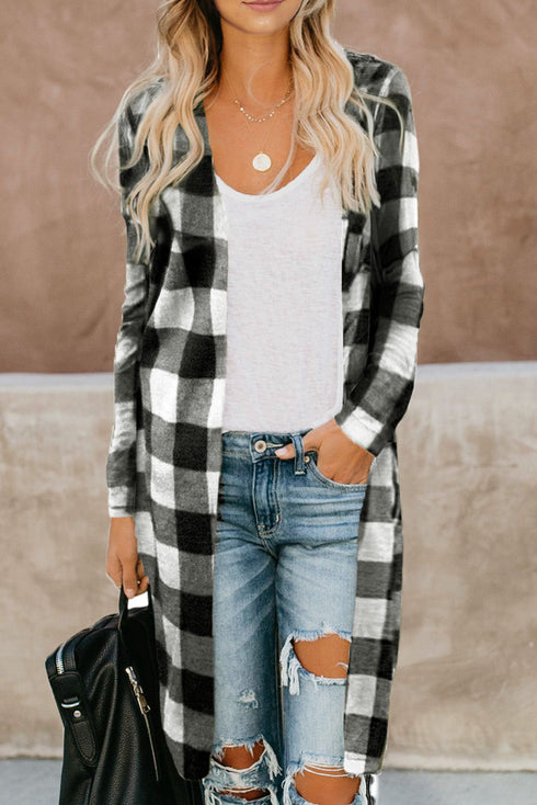 Print Colorblock Long Cardigan